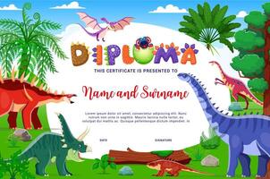 tekenfilm kinderen diploma met dinosaurus dino tekens vector