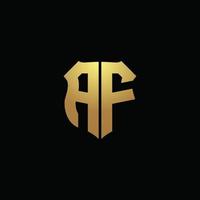 af logo monogram met gouden kleuren en schildvorm ontwerpsjabloon vector