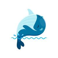 tekenfilm schattig kawaii walvis karakter Aan zee Golf vector