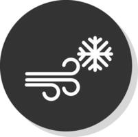 sneeuwstorm glyph grijs cirkel icoon vector