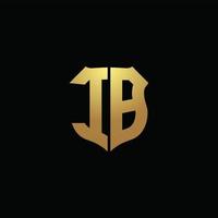 ib logo monogram met gouden kleuren en schildvorm ontwerpsjabloon vector