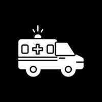 ambulance glyph omgekeerd pictogram vector