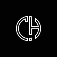 ch monogram logo cirkel lint stijl schets ontwerpsjabloon vector