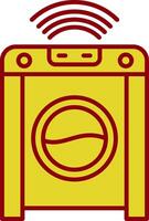 slimme wasmachine lijn twee kleuren icoon vector