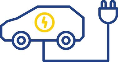 elektrische auto lijn twee kleuren icoon vector