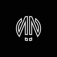 nn monogram logo cirkel lint stijl schets ontwerpsjabloon vector