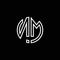nm monogram logo cirkel lint stijl schets ontwerpsjabloon vector