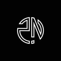 zn monogram logo cirkel lint stijl overzicht ontwerpsjabloon vector