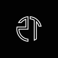 zt monogram logo cirkel lint stijl overzicht ontwerpsjabloon vector