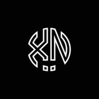 xn monogram logo cirkel lint stijl overzicht ontwerpsjabloon vector