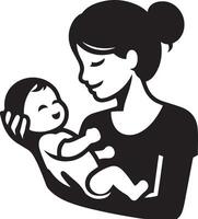 moeder Holding een baby in haar armen illustratie. vector