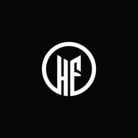 hf monogram logo geïsoleerd met een draaiende cirkel vector