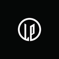 lp monogram logo geïsoleerd met een draaiende cirkel vector