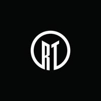 rt monogram logo geïsoleerd met een draaiende cirkel vector