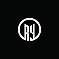 ry monogram logo geïsoleerd met een roterende cirkel vector