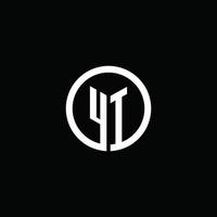 yi monogram logo geïsoleerd met een draaiende cirkel vector