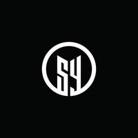 sy monogram logo geïsoleerd met een draaiende cirkel vector