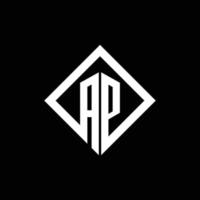 ap logo monogram met vierkante draaistijl ontwerpsjabloon vector