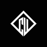 cu logo monogram met vierkante draaistijl ontwerpsjabloon vector