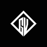gv logo monogram met vierkante draaistijl ontwerpsjabloon vector