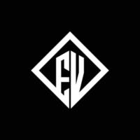 ev logo monogram met vierkante draaistijl ontwerpsjabloon vector