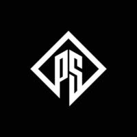 ps logo monogram met vierkante draaistijl ontwerpsjabloon vector