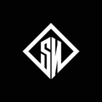 sn logo monogram met vierkante draaistijl ontwerpsjabloon vector