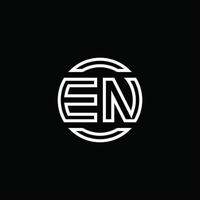 nl logo monogram met negatieve ruimte cirkel afgeronde ontwerpsjabloon vector