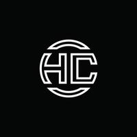 hc logo monogram met negatieve ruimte cirkel afgeronde ontwerpsjabloon vector