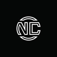 nc logo monogram met negatieve ruimte cirkel afgeronde ontwerpsjabloon vector