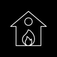 brandend huis lijn omgekeerd icoon vector