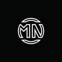 mn logo monogram met negatieve ruimte cirkel afgeronde ontwerpsjabloon vector