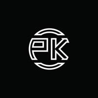 pk logo monogram met negatieve ruimte cirkel afgeronde ontwerpsjabloon vector
