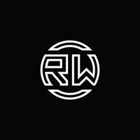 rw logo monogram met negatieve ruimte cirkel afgeronde ontwerpsjabloon vector