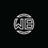 wb logo monogram met negatieve ruimte cirkel afgeronde ontwerpsjabloon vector