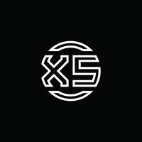 xs logo monogram met negatieve ruimte cirkel afgeronde ontwerpsjabloon vector