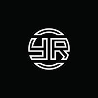 jr logo monogram met negatieve ruimte cirkel afgeronde ontwerpsjabloon vector