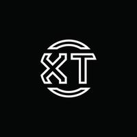 xt logo monogram met negatieve ruimte cirkel afgeronde ontwerpsjabloon vector