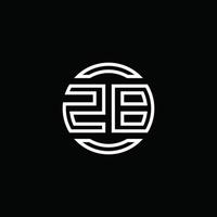 zb logo monogram met negatieve ruimte cirkel afgeronde ontwerpsjabloon vector