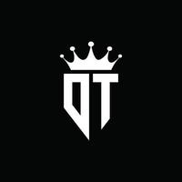 dt logo monogram embleem stijl met kroonvorm ontwerpsjabloon vector