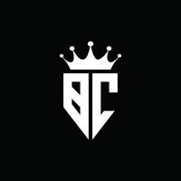 bc logo monogram embleem stijl met kroonvorm ontwerpsjabloon vector