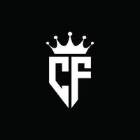 cf logo monogram embleem stijl met kroonvorm ontwerpsjabloon vector
