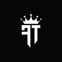 ft logo monogram embleem stijl met kroonvorm ontwerpsjabloon vector