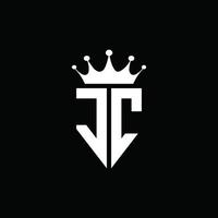 jc logo monogram embleem stijl met kroonvorm ontwerpsjabloon vector