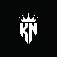 kn logo monogram embleem stijl met kroonvorm ontwerpsjabloon vector