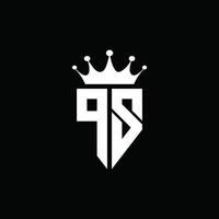 ps logo monogram embleem stijl met kroonvorm ontwerpsjabloon vector
