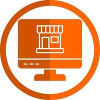 online boodschappen doen glyph oranje cirkel icoon vector