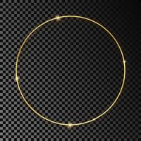 goud gloeiend cirkel kader met schaduw geïsoleerd Aan donker achtergrond. glimmend kader met gloeiend Effecten. illustratie. vector