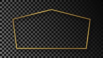 goud gloeiend tetragon vorm kader met schaduw geïsoleerd Aan donker achtergrond. glimmend kader met gloeiend Effecten. illustratie. vector