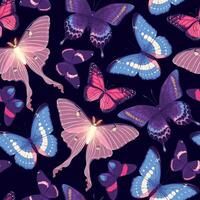 naadloos patroon met hoog gedetailleerd levendig vlinders vector